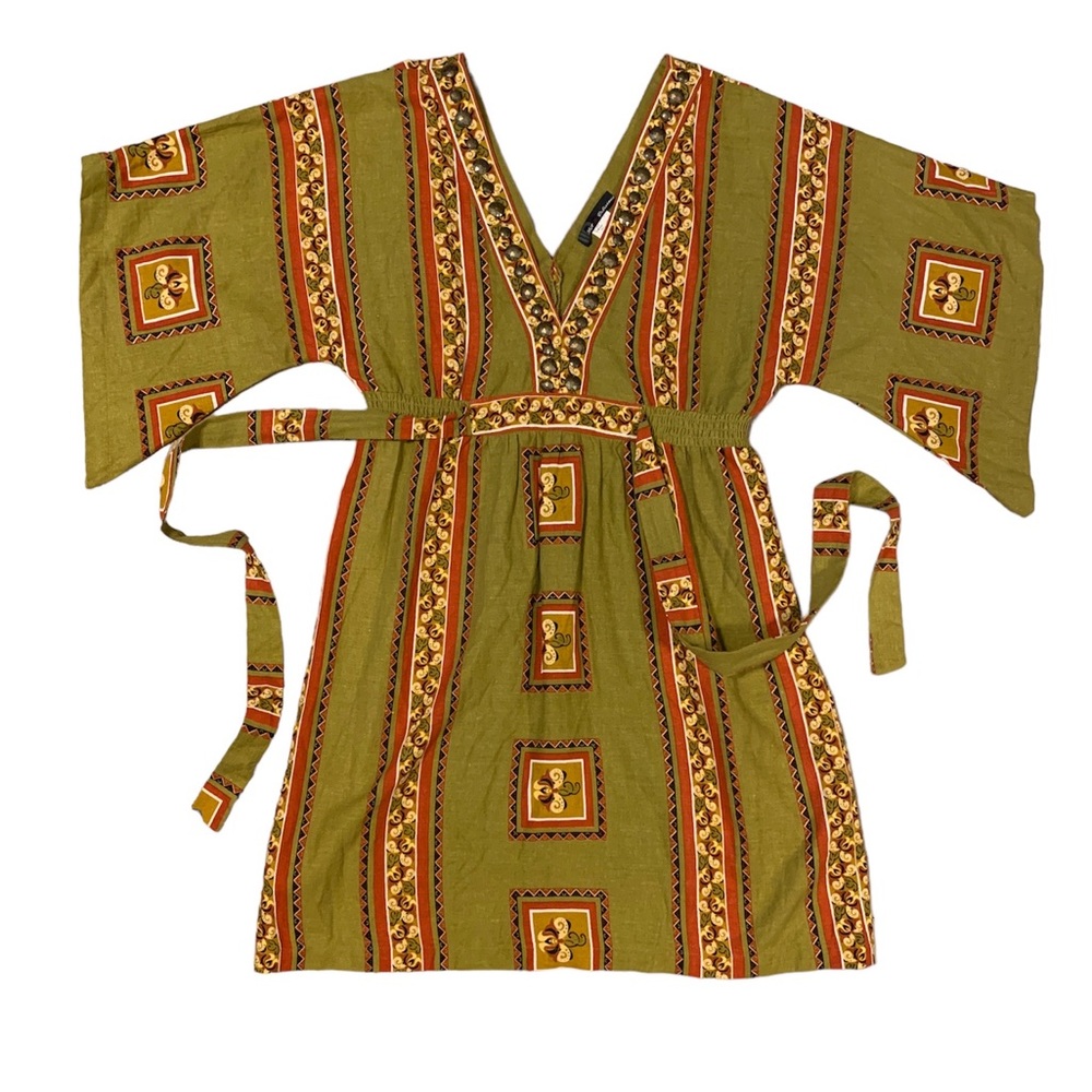 Hot & Delicious dark green flowy sleeve mini dress